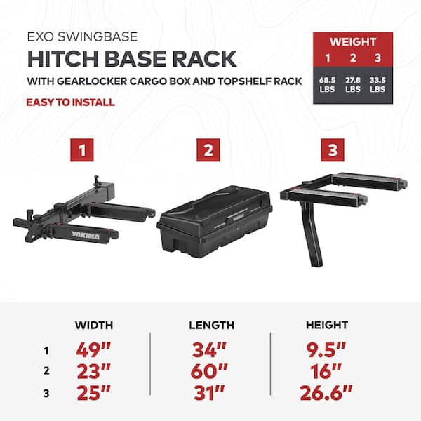 Yakima EXO SwingBase Hitch Base Rack plus GearLocker Cargo Box