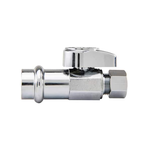 Photo 1 of 1/2 in. Press Connect Inlet x 3/8 in. Compression Outlet 1/4 Turn Straight Valve