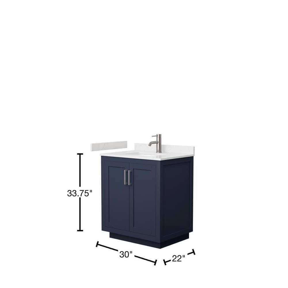 Miranda 30" Dark Blue Freestanding Bathroom Vanity with Carrara Marble Top
