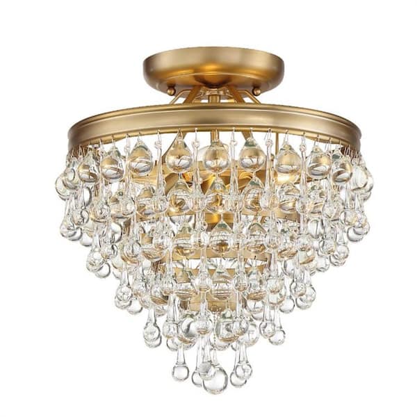 Crystorama Calypso 13 in. 3-Light Vibrant Gold Flush Mount 130