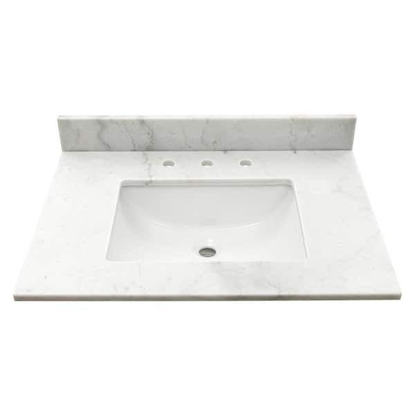 A&A Surfaces Calabria 31 in. x 22 in. Engineered Marble Vanity Top with White Rectangular Single Sink