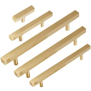 Brizza 3-3/4 in. (96 mm) Solid Brass Gold Finish Cabinet Handle Drawer Pull (10-Pack)