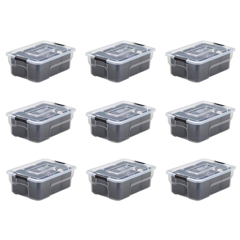 Ezy Storage 5.28 Qt. Sort It Storage Container with Removable Cups in Gray  (9-Pack) 9 x FBA32236 - The Home Depot