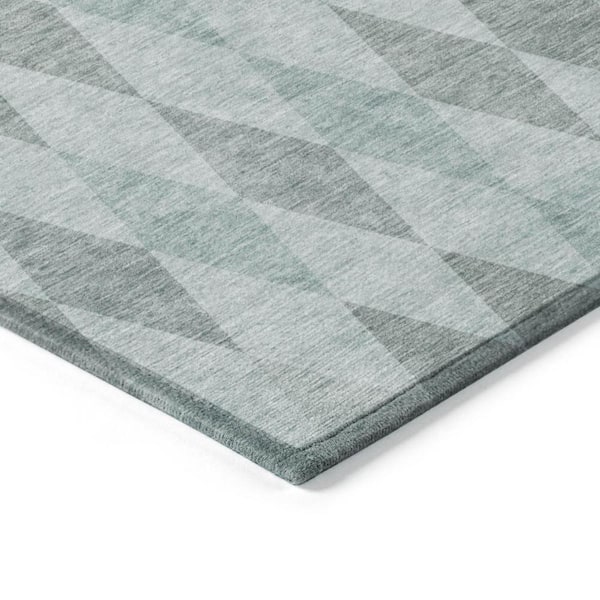 Teal 10 ft. x 14 ft. Woven Geometric Rectangle Indoor/Outdoor Area Rug