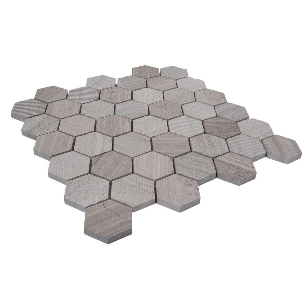 Gray Hexagon Marble Polished Mosaic Tile 12x12