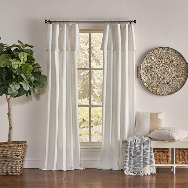 Mercantile Drop Cloth Off White Solid Cotton 50 in. W x 108 in. L Light Filtering Single Ring Top Panel Valance