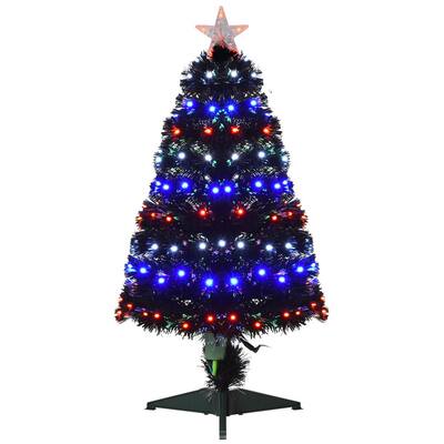 3 ft. Black Pre-Lit LED Spruce Artificial Christmas Tree with 90 User-Changeable Lights and Fiber Optic Color