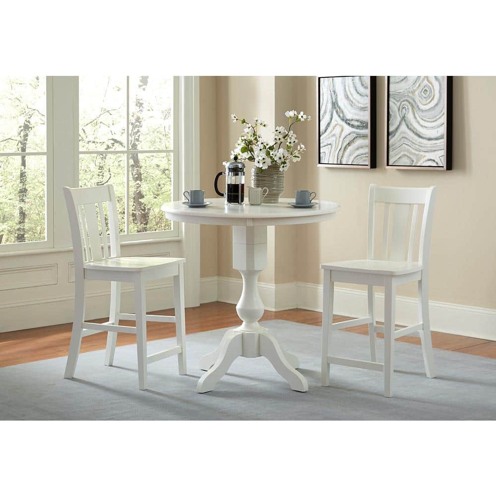 Elegant San Remo 24" White Solid Wood Counter Stool