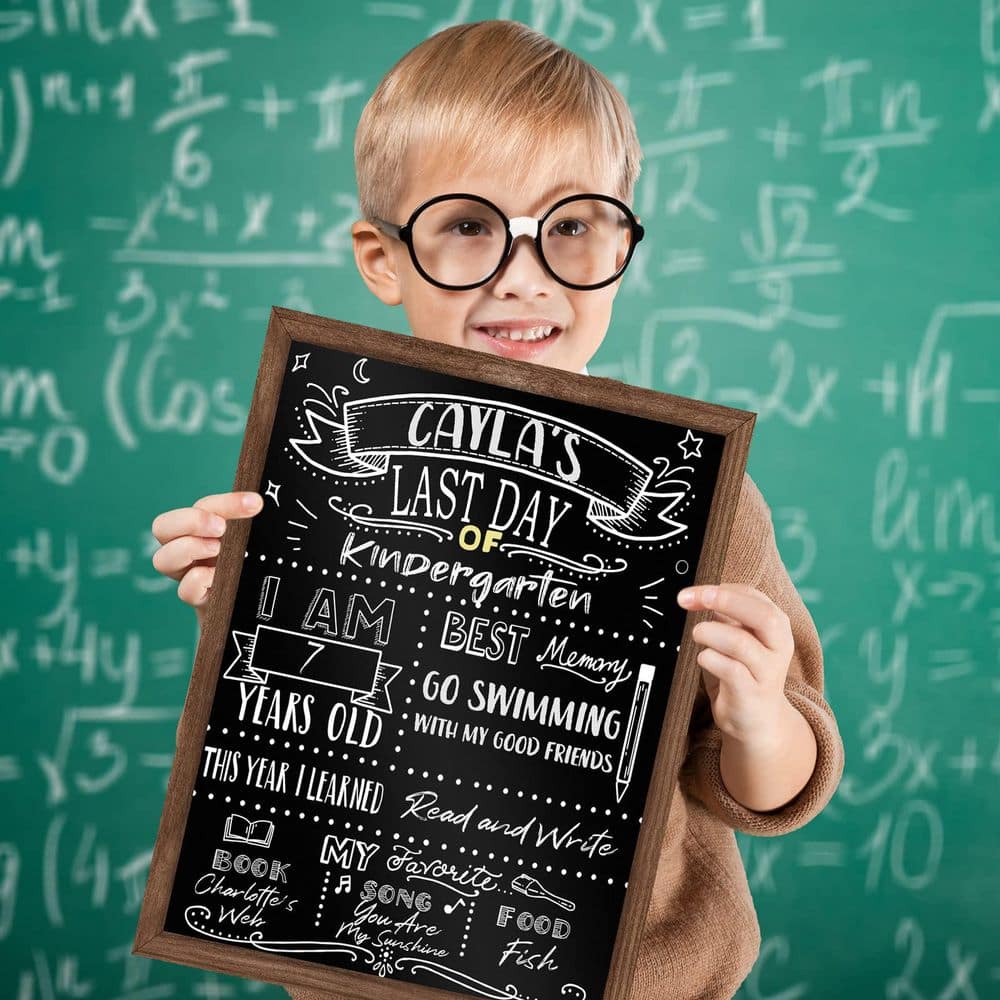 1-Pack 11 x 14 in. Double Sided Back to School Sign for Kids, First and Last Day of School Chalkboard, Wooden Board price history on PriceWatchPro