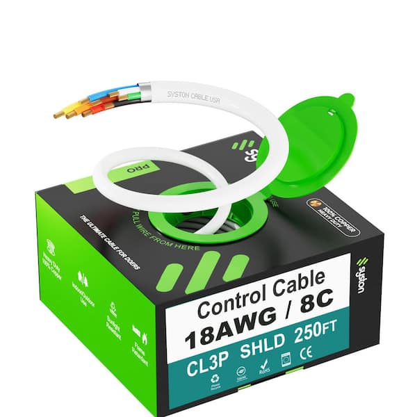 250 ft. 18/8 White CL3P/CMP Plenum Rated Sheilded Stranded Bare Copper Security/Alarm/Control/Sound Wire UV Resistant