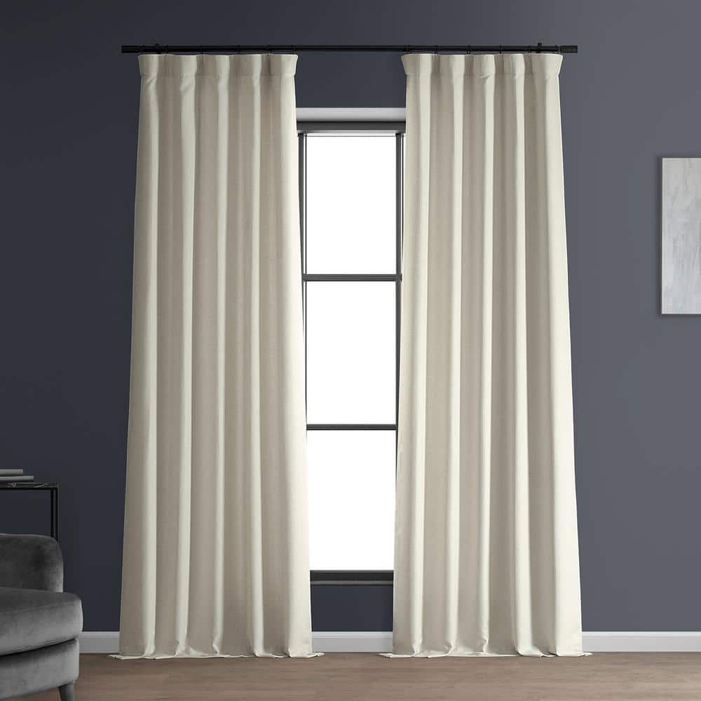 Parchment Cream Faux Linen Room Darkening Curtains 50" x 108"