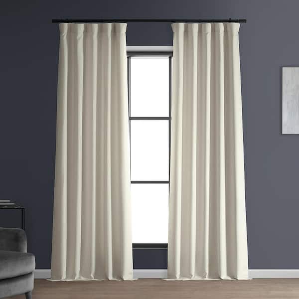 Exclusive Fabrics & Furnishings Parchment Cream Solid Rod Pocket Room Darkening Curtain - 50 in. W x 84 in. L (1 Panel)