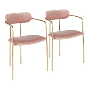 Demi Gold and Pink Velvet Dining Chair (Set of 2)