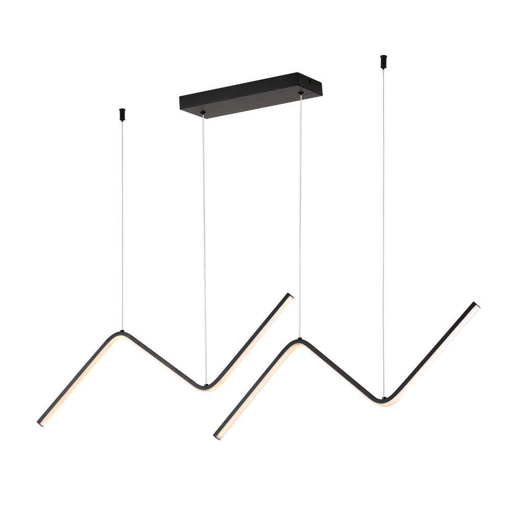 EdgeNoir 2-Light Integrated LED Modern Black Aluminum Alloy Chandelier Geom