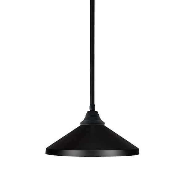 Sparta 100-Watt 1 Light Matte Black Shaded Pendant Light