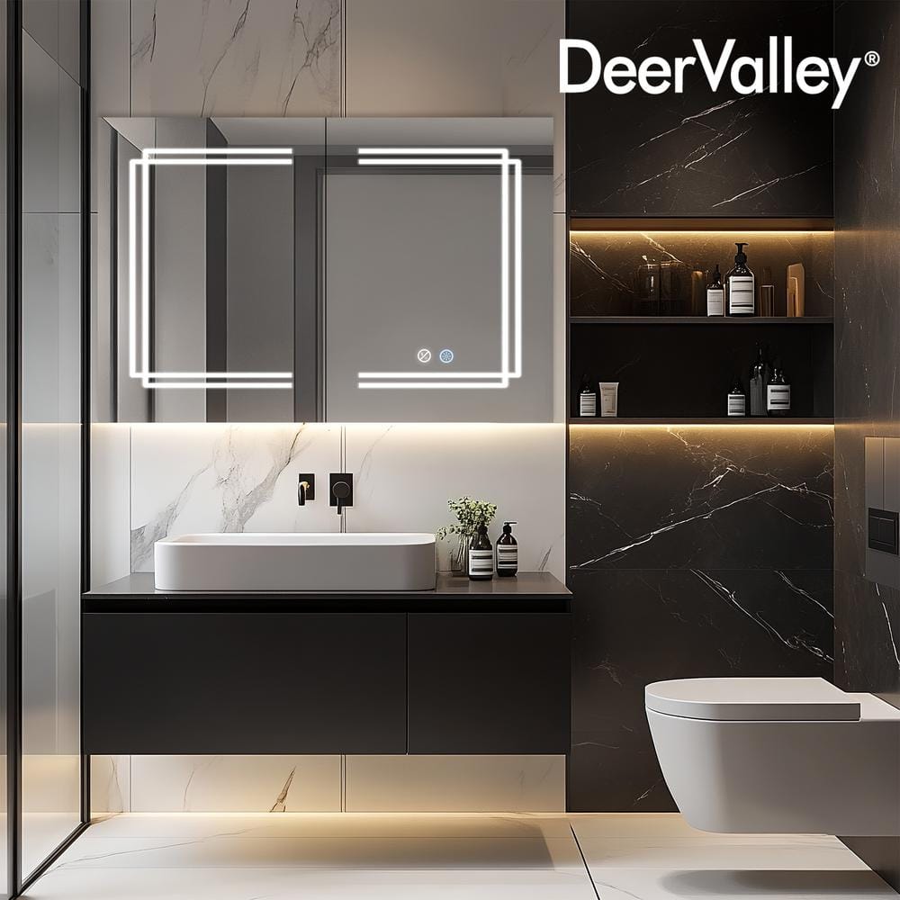 Silver Aluminum LED Medicine Cabinet with Mirror and Bluetooth Speaker