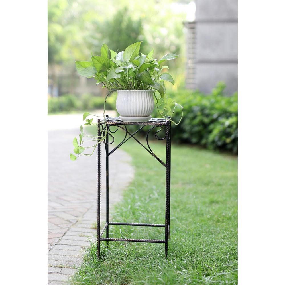 Large Black and Gold Cast Metal Celtic Clover Plant Stand