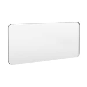 72 in. W x 32 in. H Tempered Glass Rounded Rectangle Framed Wall-Mounted Bathroom Vanity Mirror in Silver