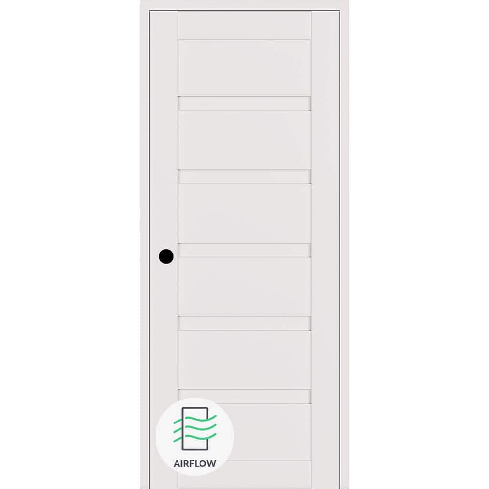 Louver DIY-friendly 18 in. W. x 84 in. Right-Hand Snow-White Wood Composite Single Swing Interior Door price history on PriceWatchPro
