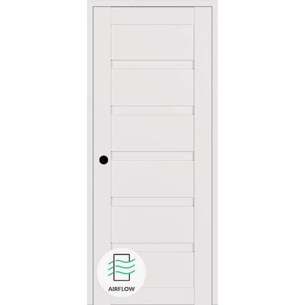 Louver DIY-Friendly 18 in. W. x 80 in. Right-Hand Snow-White Wood Composite Single Swing Interior Door