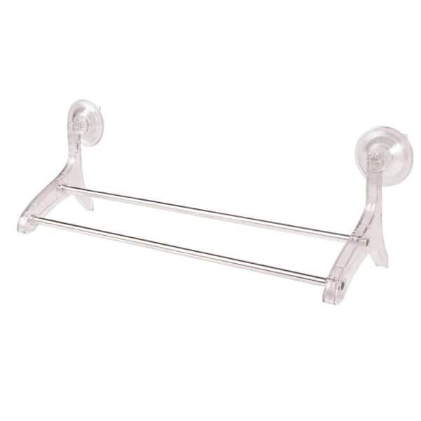 21.1875 in. Wall Mounted Suction-Cup Double Towel Bar in Clear