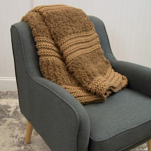 Plush Knit Camel Polyester Throw Blanket