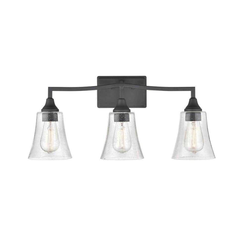 Caily 24 in. 3-Light Matte Black Vanity Light with Clear Glass Shade price history on PriceWatchPro