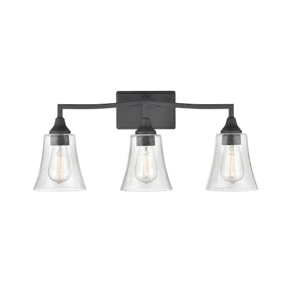 Millennium Lighting Caily 24 in. 3-Light Matte Black Vanity Light with Clear Glass Shade