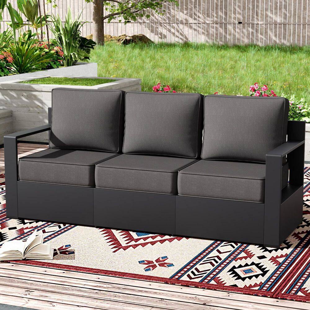 3-Seat Aluminum Armrest Outdoor Couch with Gray Cushions price history on PriceWatchPro