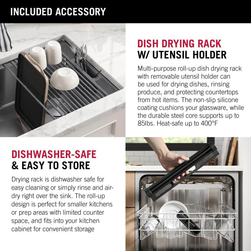 32" Stainless Steel Single Bowl Drop-in Kitchen Sink with Drainboard