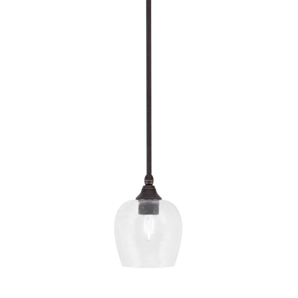 Sparta 100-Watt 1-Light Dark Granite Shaded Pendant Light with Clear Bubble