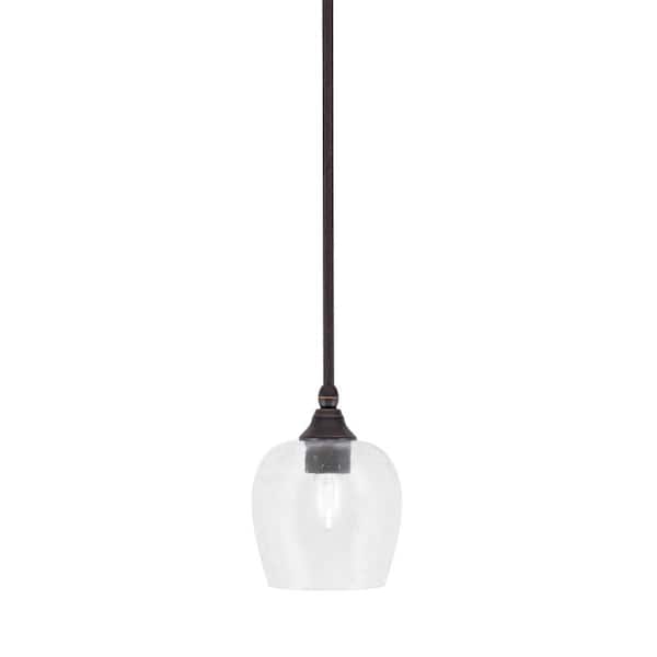 Unbranded Sparta 100-Watt 1-Light Dark Granite Shaded Pendant Light with Clear Bubble Glass, No Bulb Included