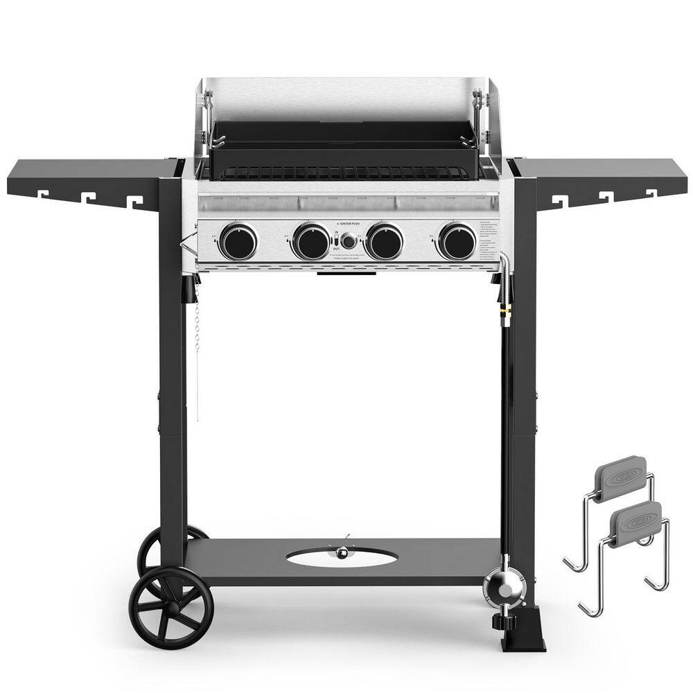 4 Burner Propane Gas Grill Flat Top Griddle in Black with Side Table price history on PriceWatchPro