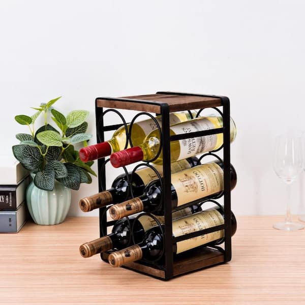 Numhew 7.88 in. W x 7.1 in. D x 13.6 in. H Countertop Wine Rack