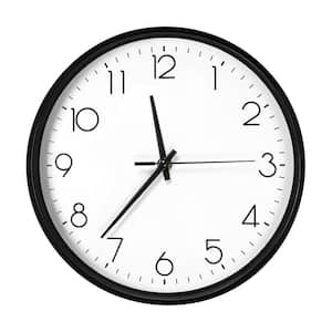 10 in. Silent Modern Black Decorative Plastic Wall Clock