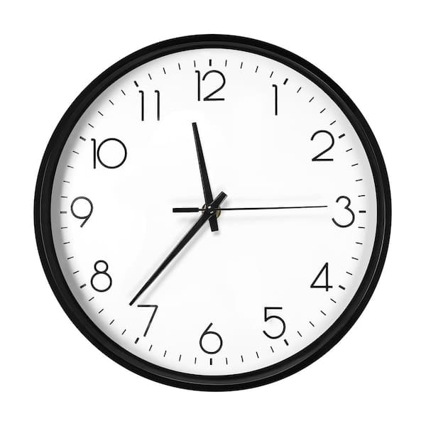 Oumilen 10 in. Silent Modern Black Decorative Plastic Wall Clock