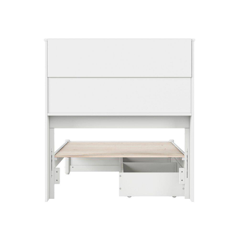 Hadley Twin White Wood Platform Bed with Storage Drawers
