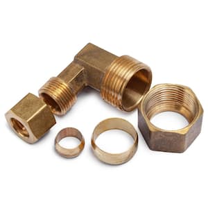 5/8 in. O.D. x 3/8 in. O.D. Brass Compression 90-Degree Reducing Elbow Fitting (5-Pack)