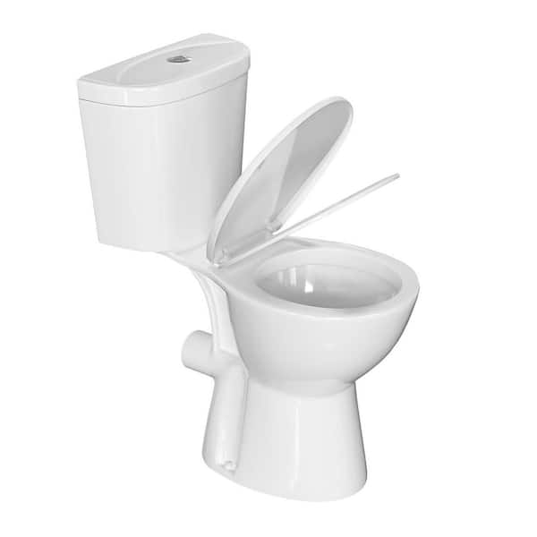 19.1 in. H Extra Tall Rear Mount 2-Piece 1.0/1.6 GPF Dual Flush Round Toilet in White with Soft-Close Seat