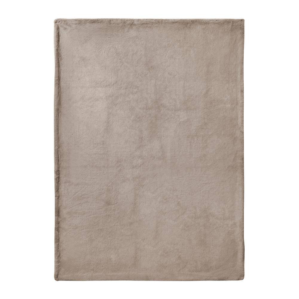 Tan Reversible Faux Fur and Micro Mink Throw Blanket 50" x 70"