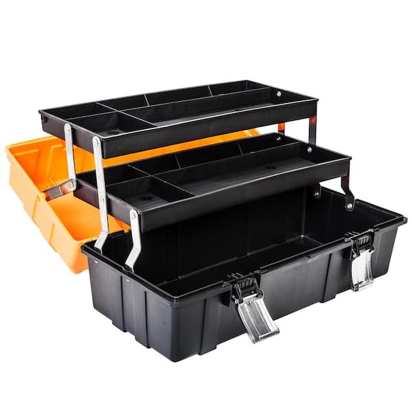 WEWLINE 17-Inch Tool Box Organizer 3-Layer Multiplication Plastic Storage  Toolbox with Portable Handle Perfect for Home Office C