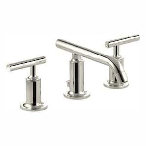 Purist 8 in. Widespread 2-Handle Low-Arc Bathroom Faucet in Vibrant Polished Nickel with Low Lever Handles