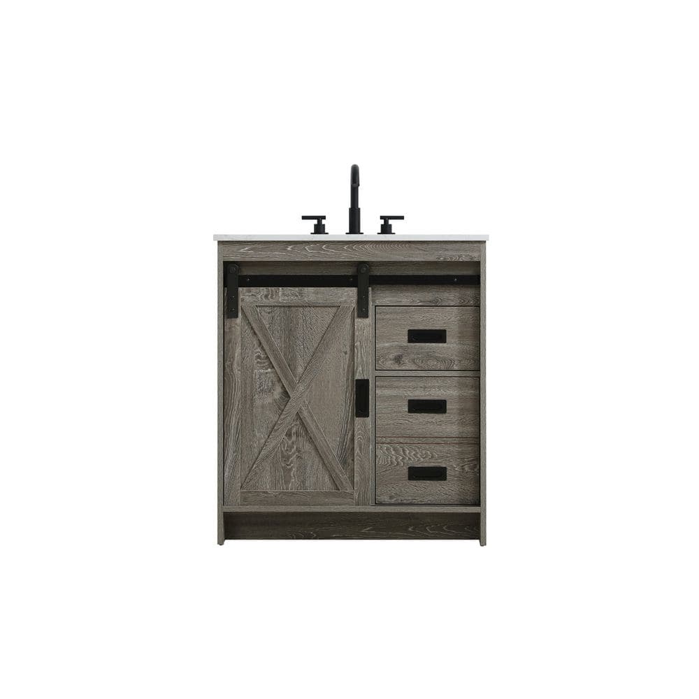 30 in. Single Sink Rustic Grey Bath Vanity with White Engineered Marble Top price history on PriceWatchPro