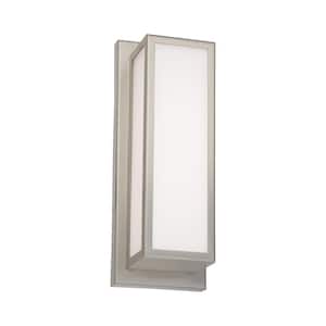 Brantham 12 in. 1-Light Brushed Nickel LED ADA Vanity Light with Satin Opal White Glass