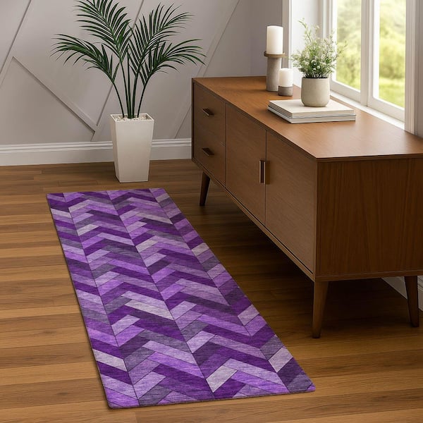 Chantille Machine Washable Indoor/Outdoor Abstract ACN2296 Purple 2 ft. 3 in. x 7 ft. 6 in. Runner Rug