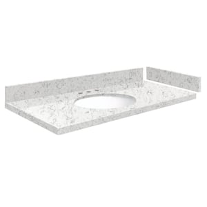Silestone 39.5 in. W x 22.25 in. D Quartz White Round Single Sink Vanity Top in Lyra