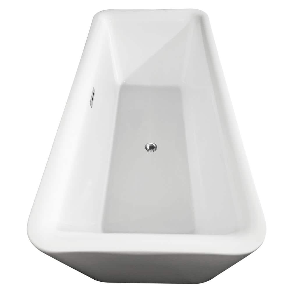 Emily 69'' White Freestanding Acrylic Bathtub with Chrome Trim