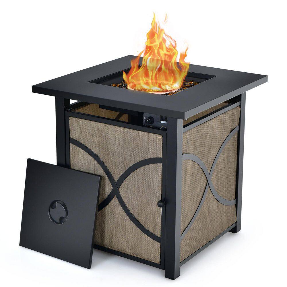 HONEY JOY 25 in. Square Metal Propane Outdoor Fire Pit Table 40,000 BTU