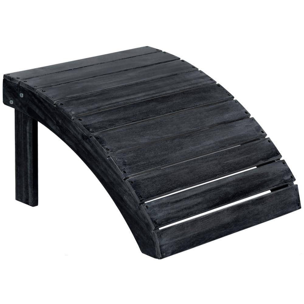 Mopani Dark Slate Grey Acacia Wood Adirondack Ottoman