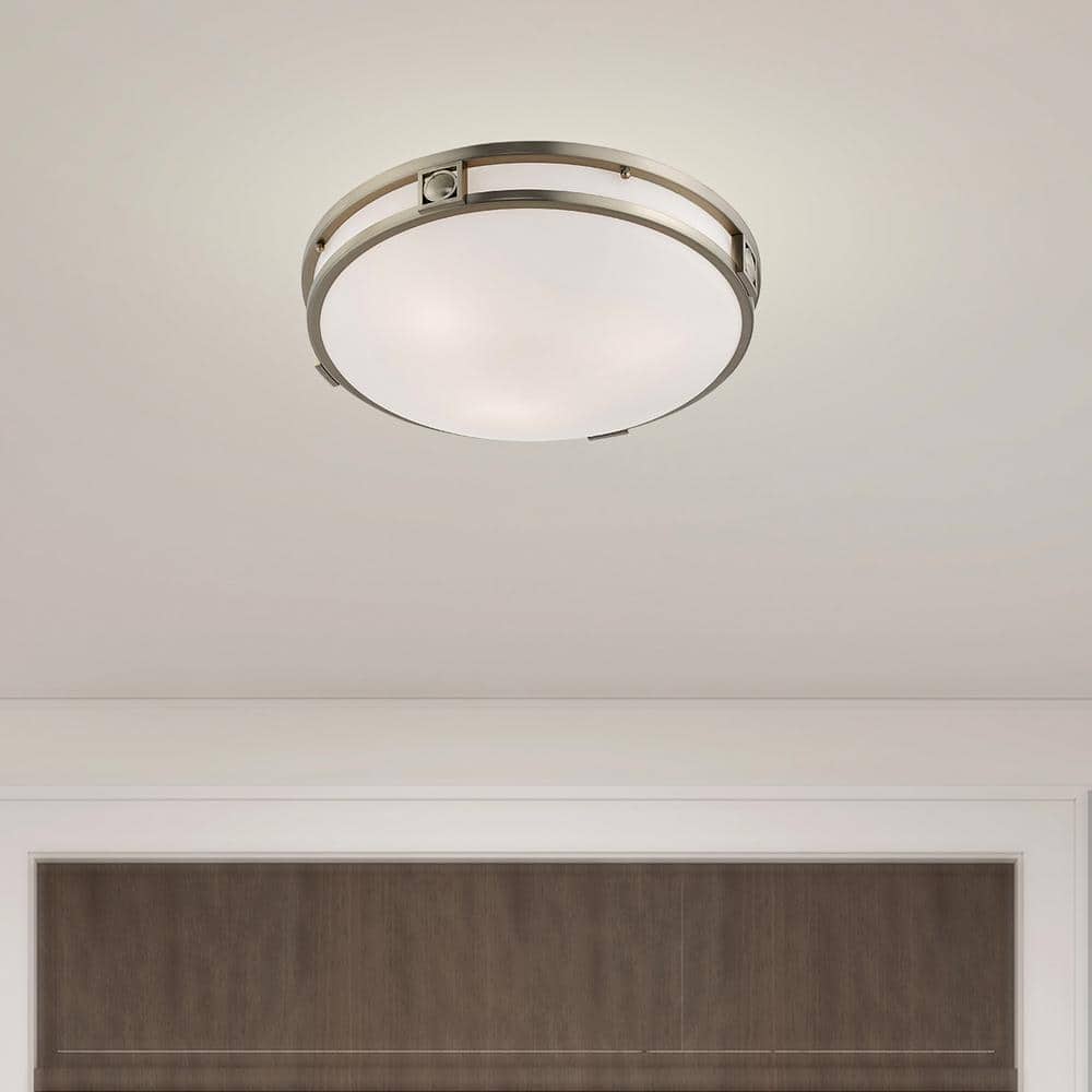 Titania Brushed Nickel 3-Light Flush Mount with Satin White Glass
